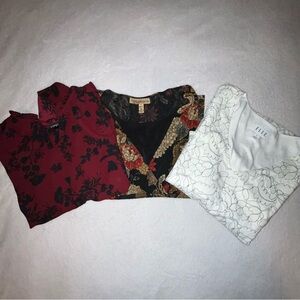 3 set vintage floral lace blouse top bundle